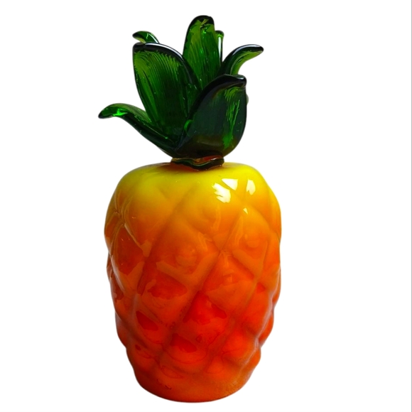 VTG Hand Blown Glass‎ Pineapple Fruit Basket Art Murano Style - Picture 1 of 6